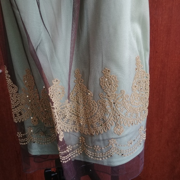 GREEN/BROWN BEADED/SEQUIN SUMMER DRESS BY TEEZE ME SIZE M - Picture 10 of 10